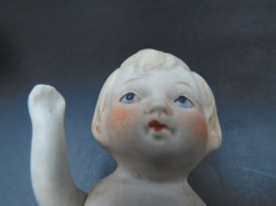 2 german bisque dollhouse lot 4 girl face